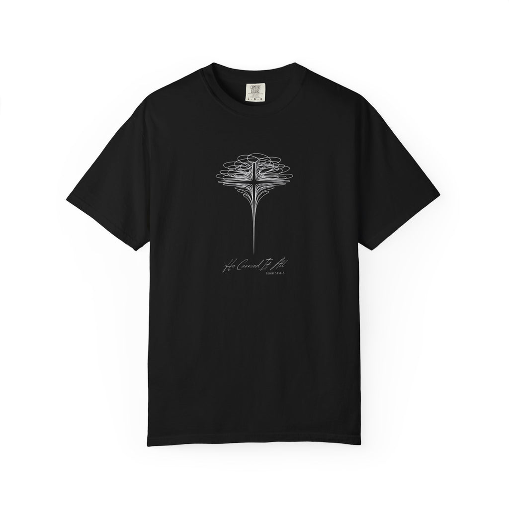 T-Shirt — 'He Carried It All' Cross Graphic Christian Tee