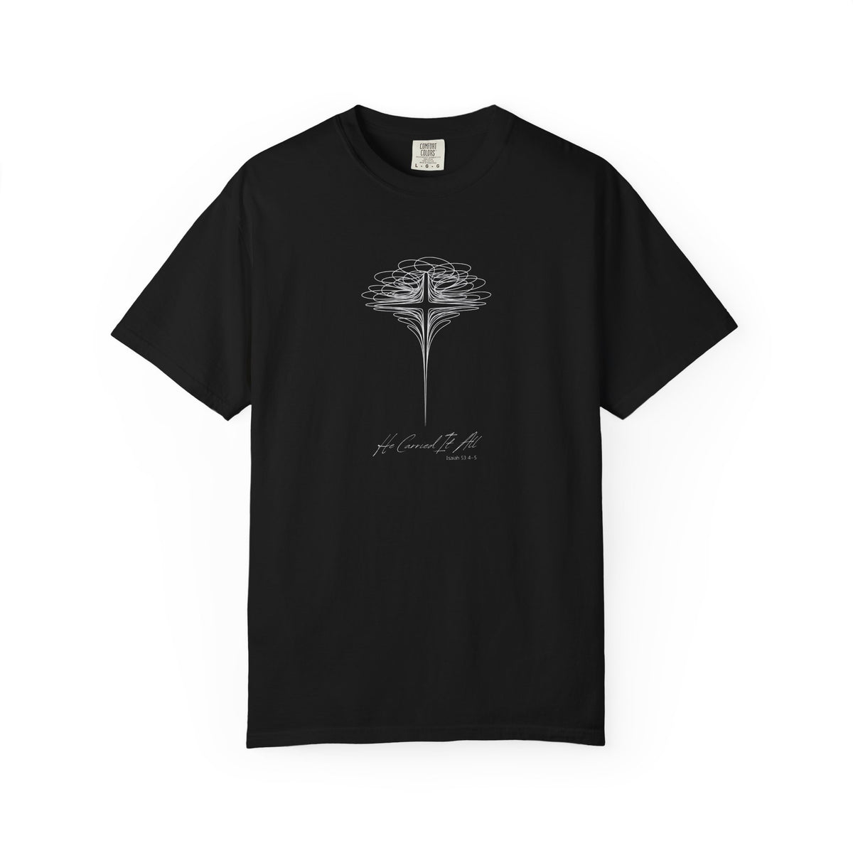 T-Shirt — 'He Carried It All' Cross Graphic Christian Tee