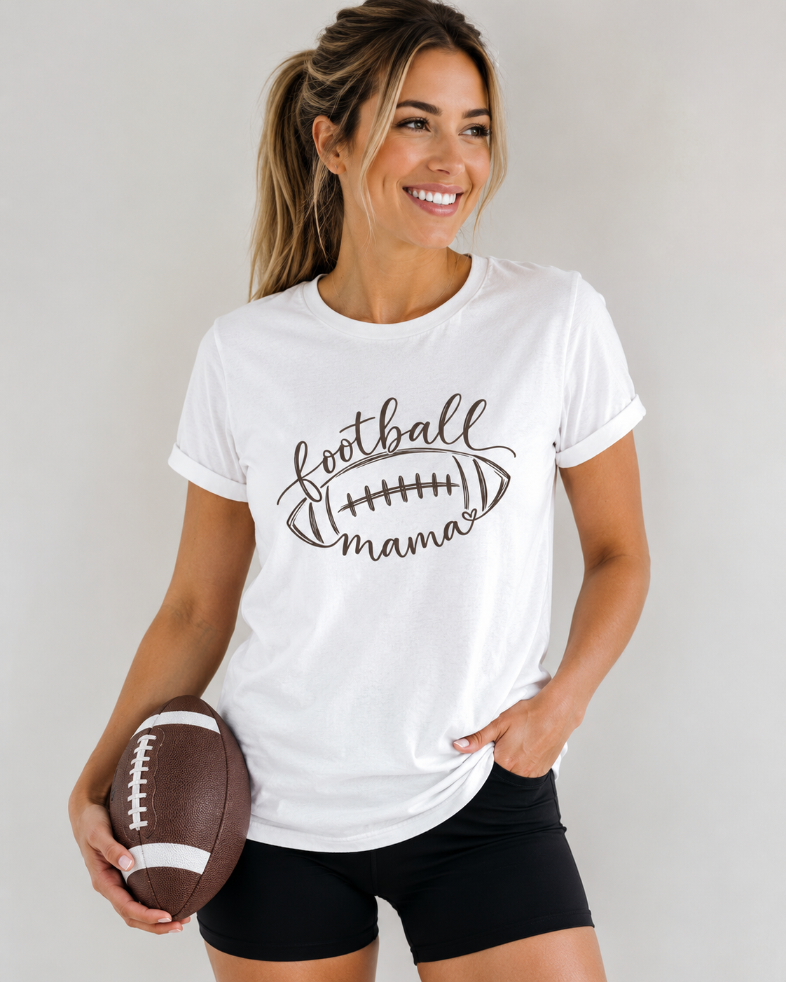 Football Mama T-Shirt — Script Football Mom Tee