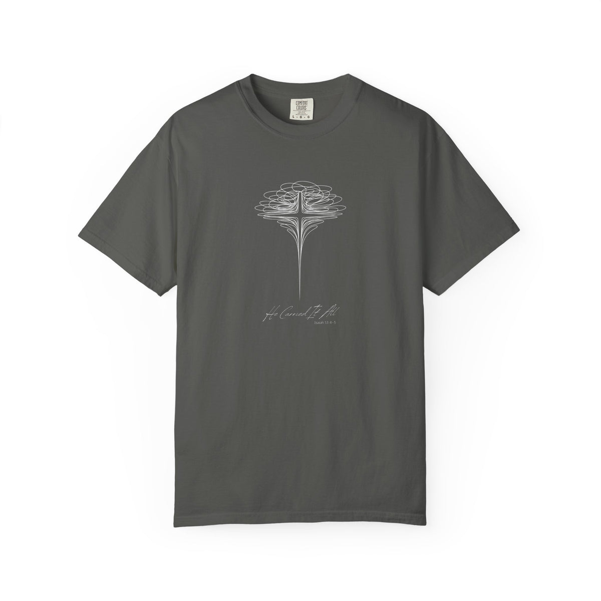 T-Shirt — 'He Carried It All' Cross Graphic Christian Tee